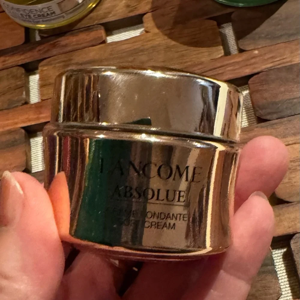 9 empty cosmetic containers: 2 glass ones & 7 plastic ones, variety of sizes